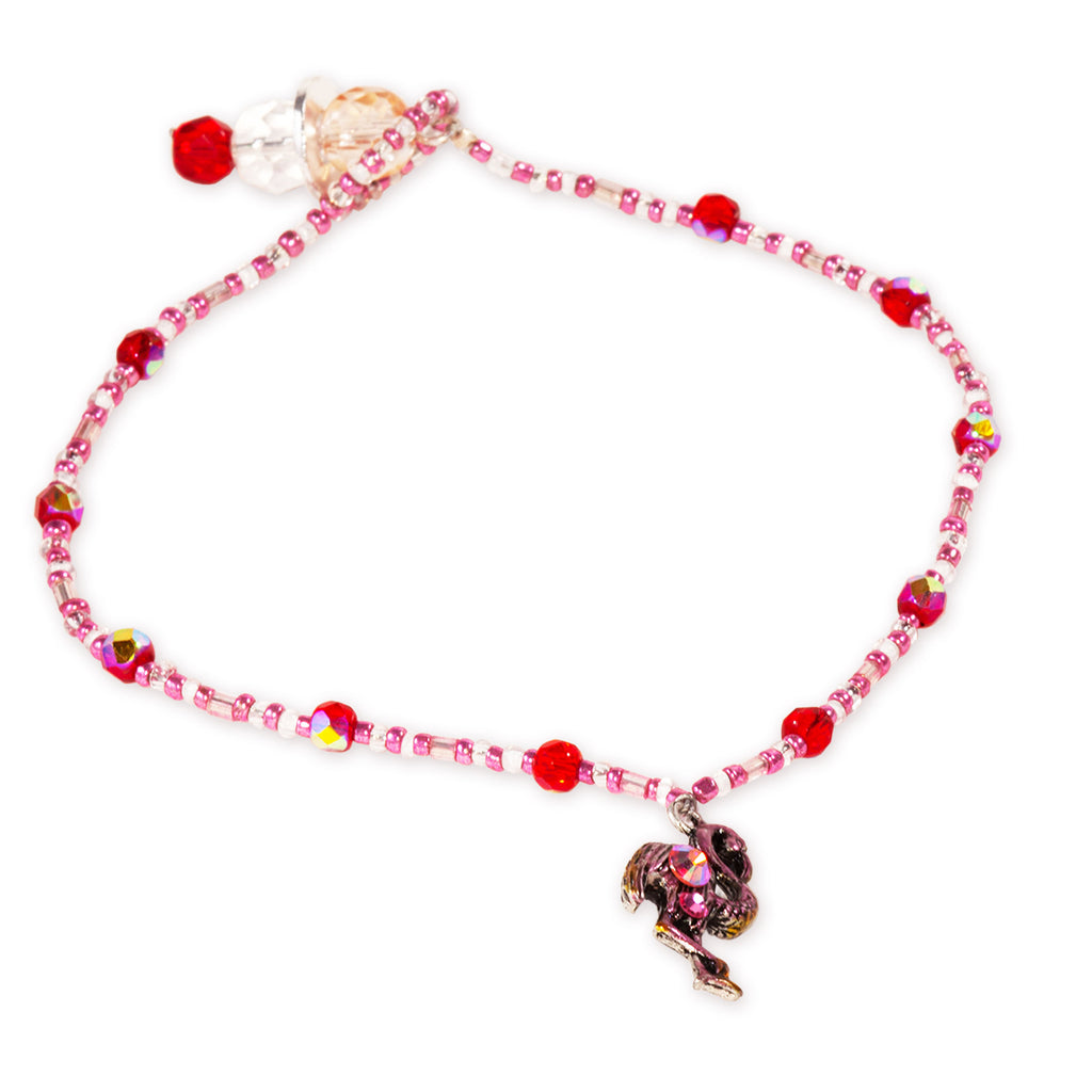 Crystal Pink Flamingo Hand Beaded Anklet