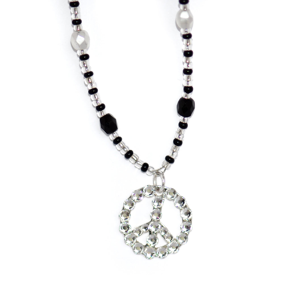 Crystal Peace Symbol Hand Beaded Anklet