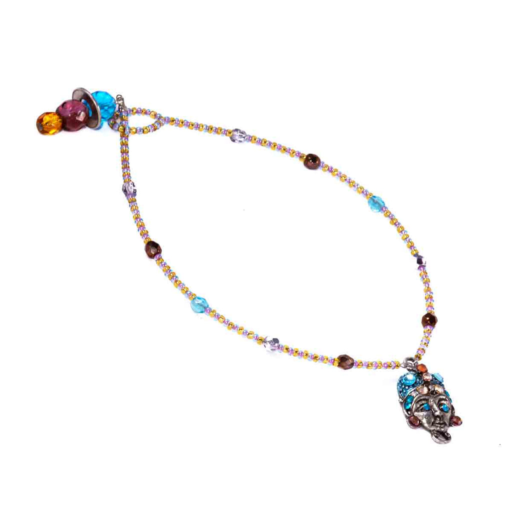 Aqua Crystal Nubian Princess Hand Beaded Anklet