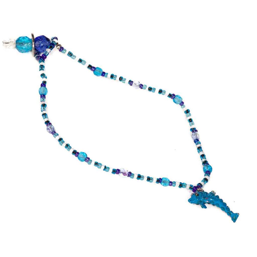 Blue Crystal Dolphin Hand Beaded Anklet