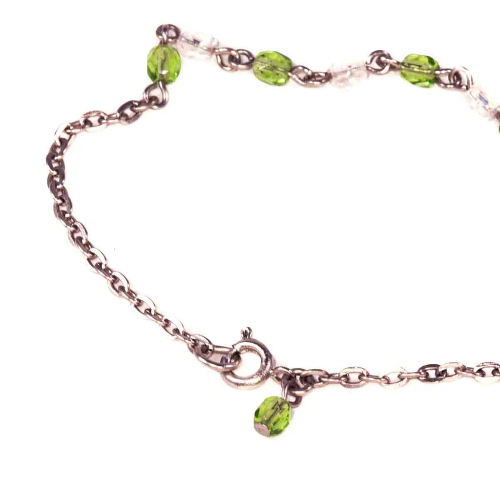 Crystal Green Sea Turtle Beaded Chain Anklet