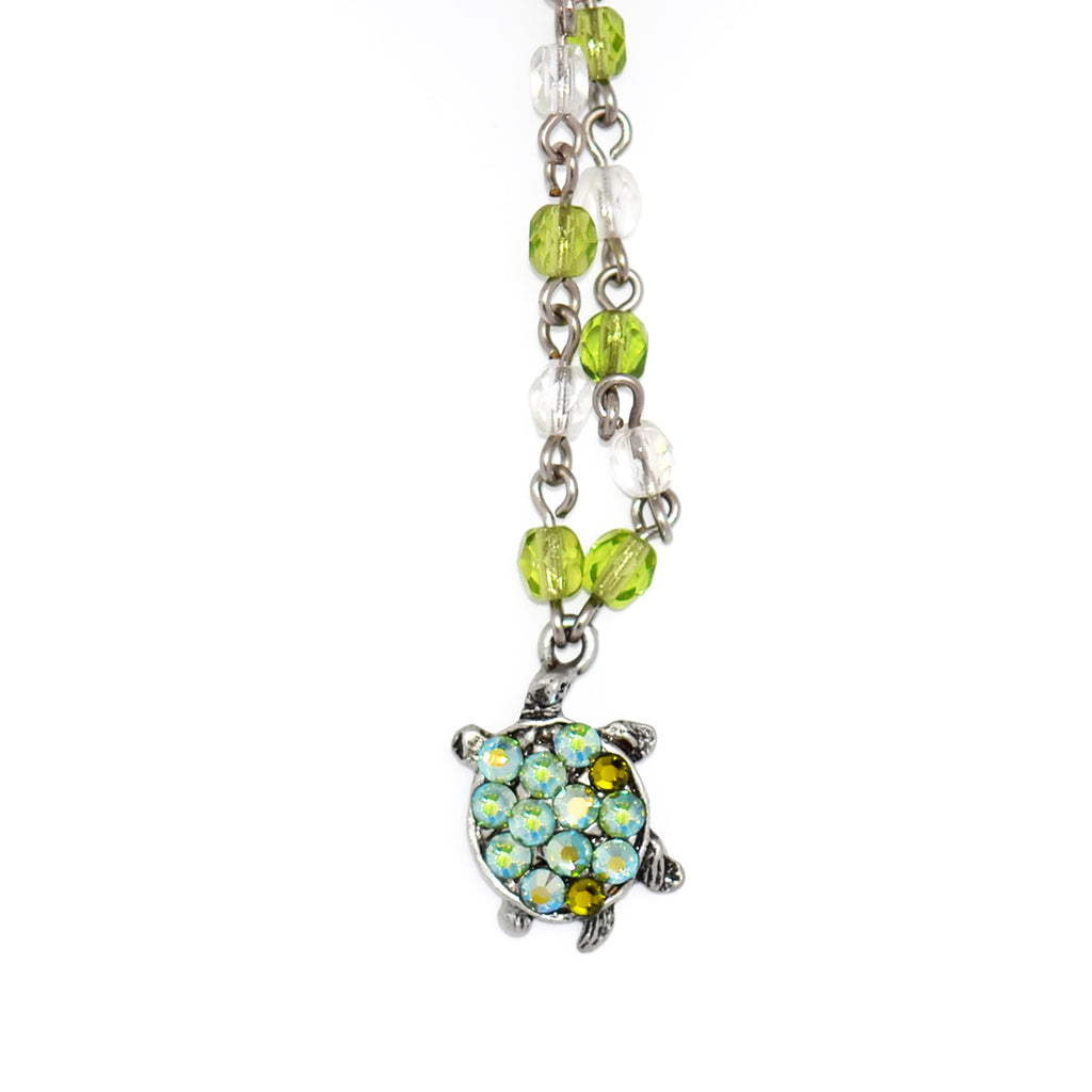 Crystal Green Sea Turtle Beaded Chain Anklet