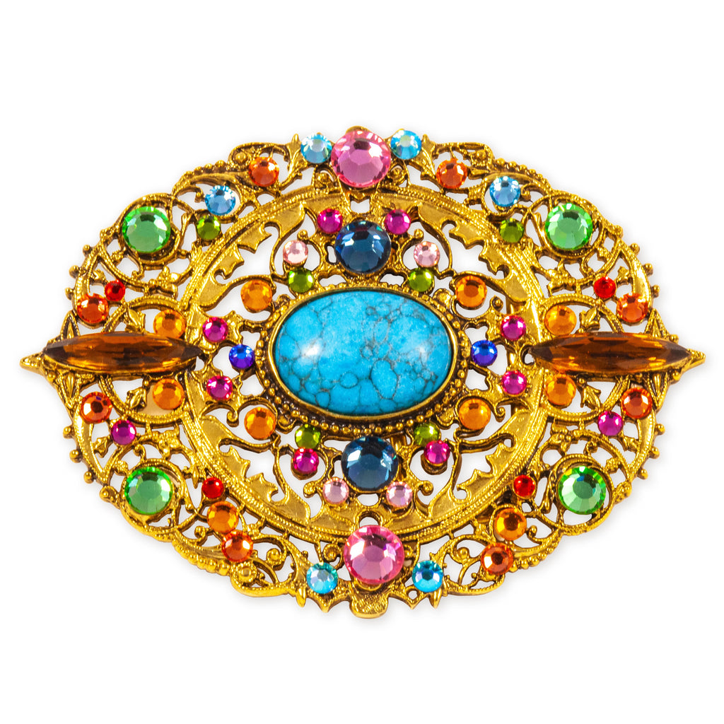 Crystal, Turquoise & Jeweled Belt Buckle