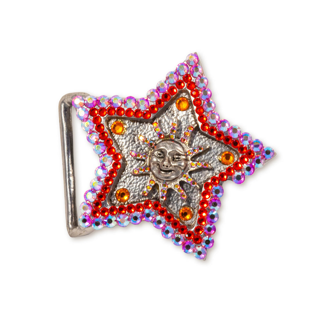 Crystal Star & Happy Face Sun Belt Buckle