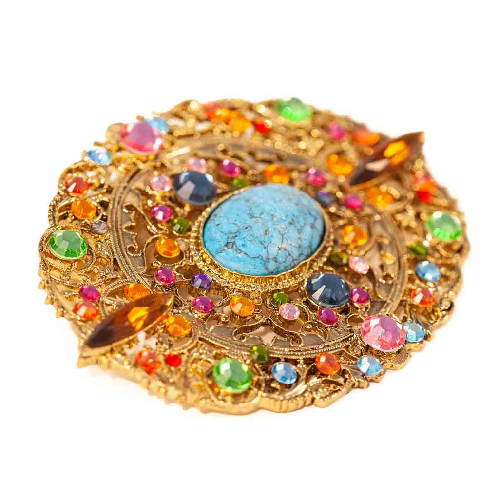 Crystal, Turquoise & Jeweled Belt Buckle