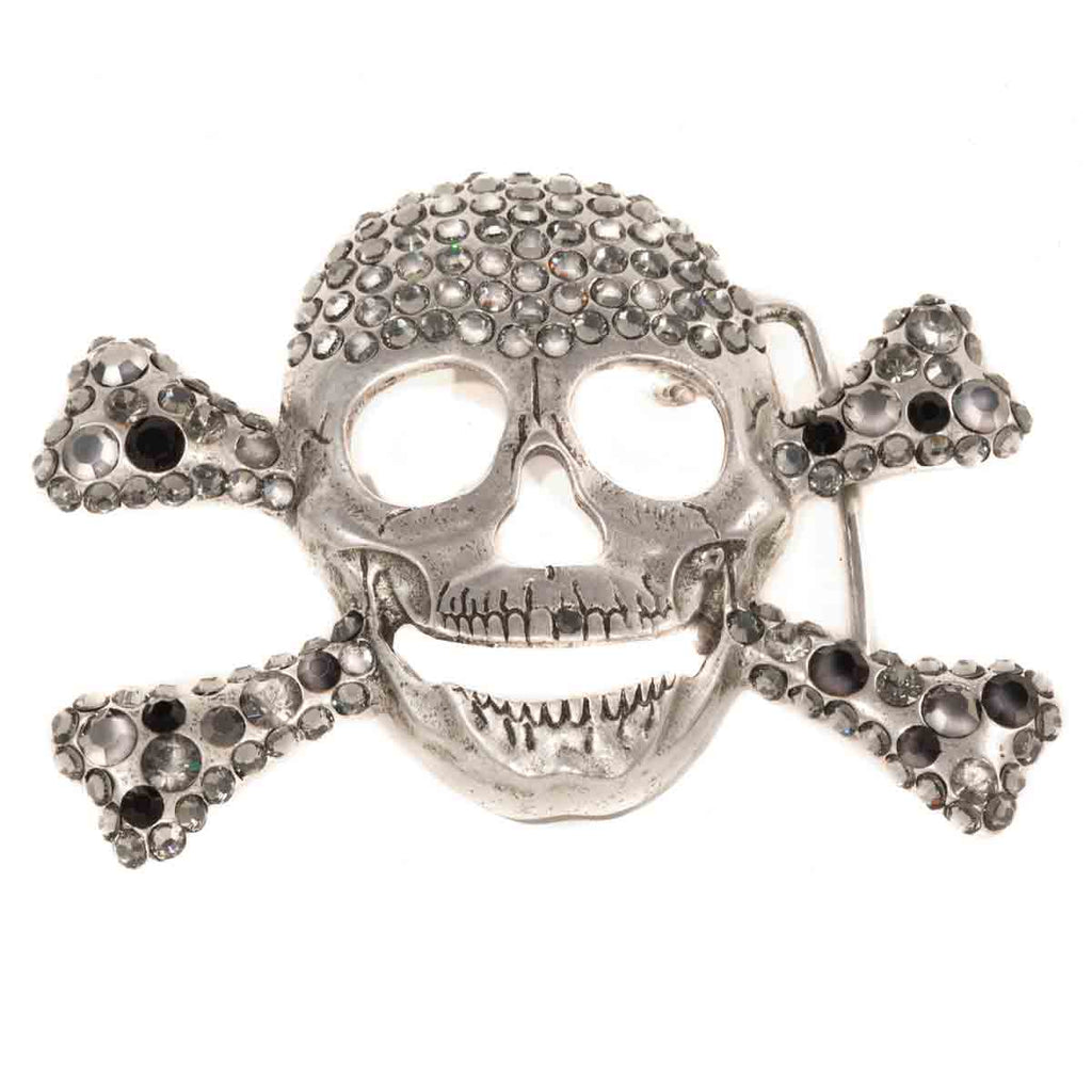 Crystal Skull & Crossbone Belt Buckle