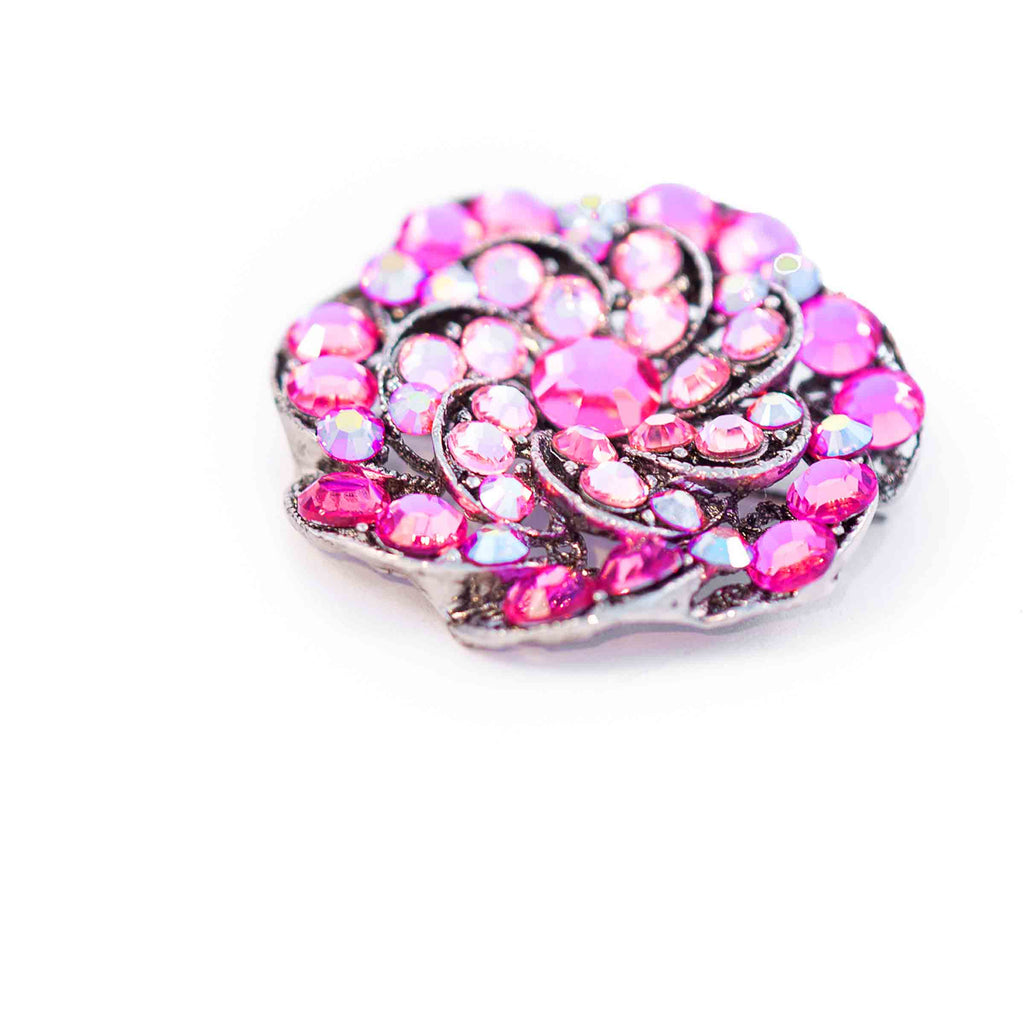 Round Crystal Floral Brooch