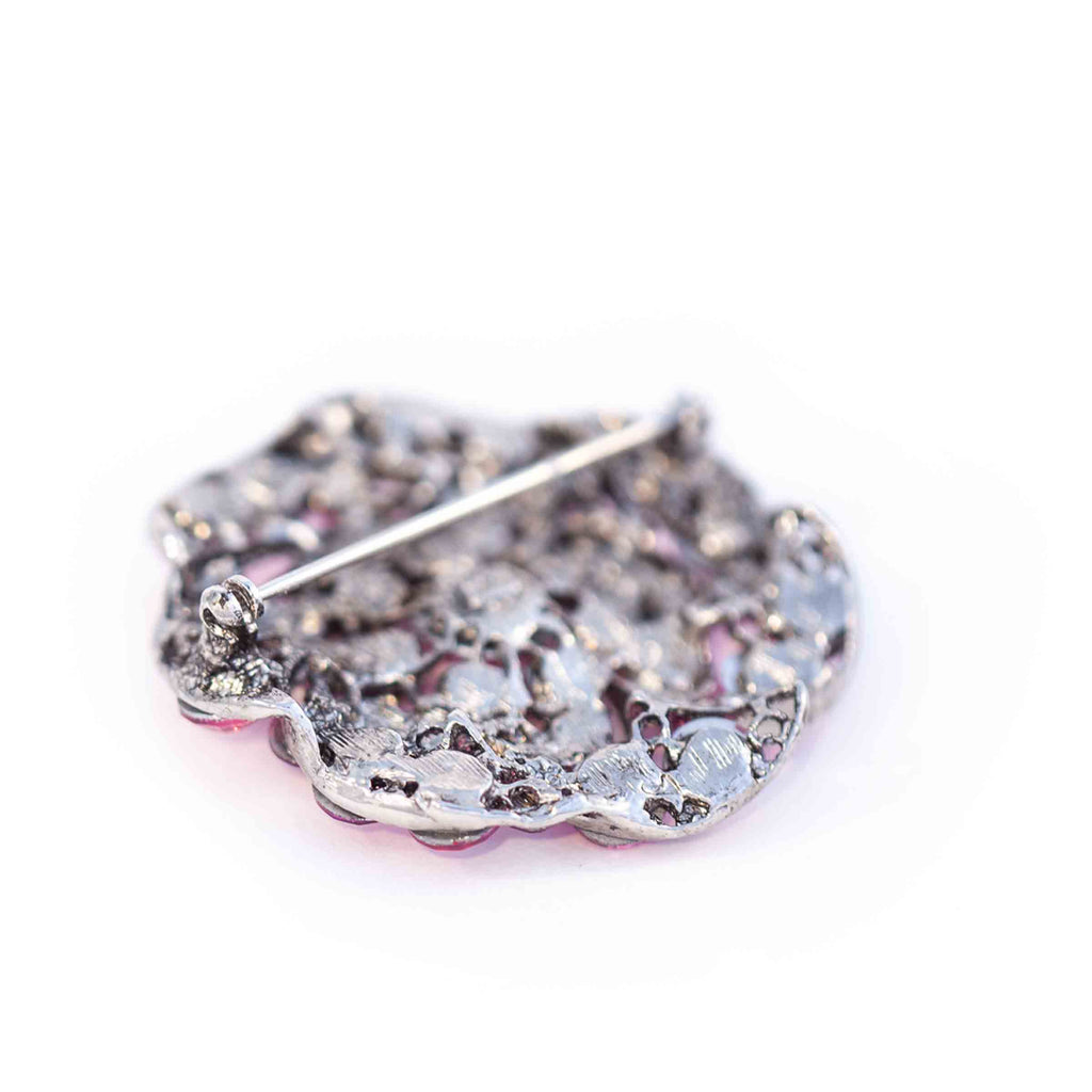 Round Crystal Floral Brooch