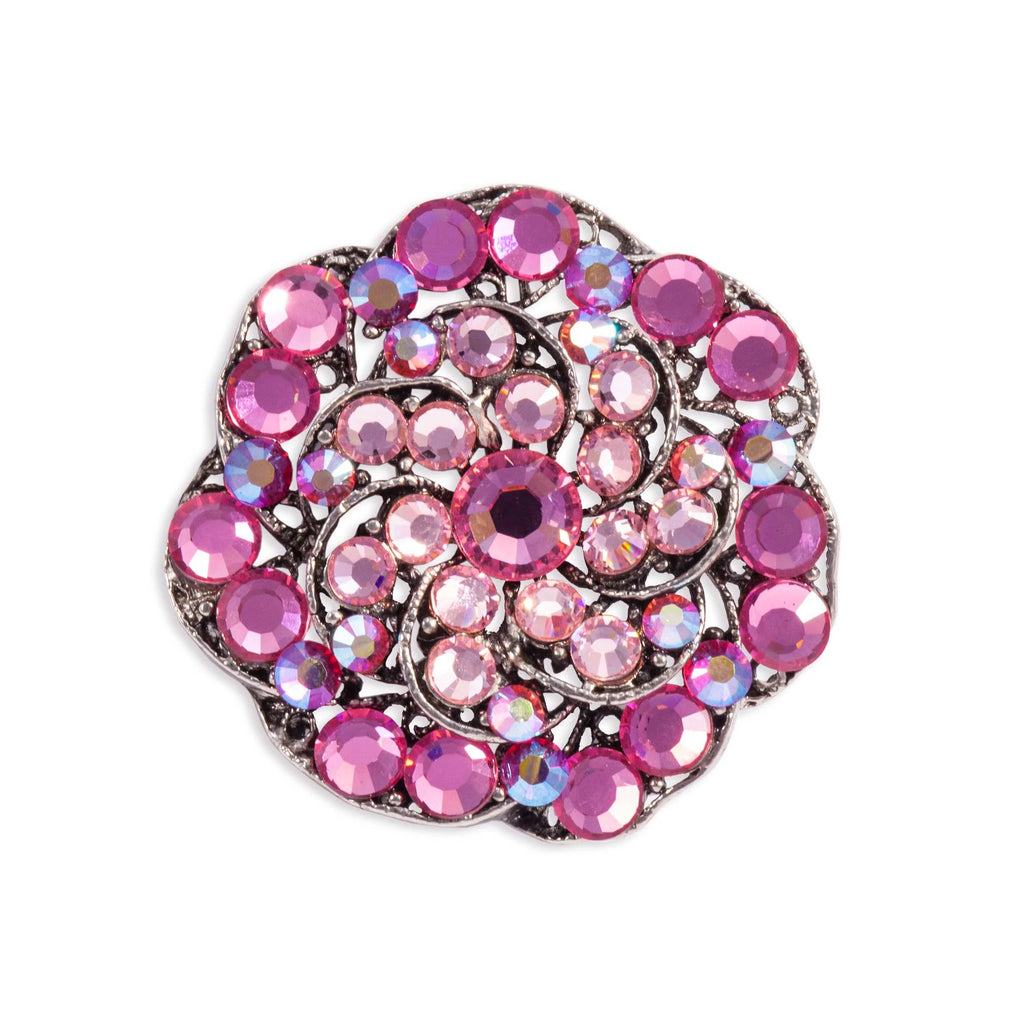 Round Crystal Floral Brooch