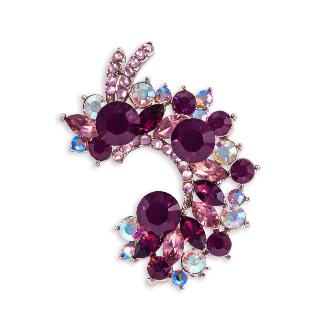 Crystal Crescent Brooch