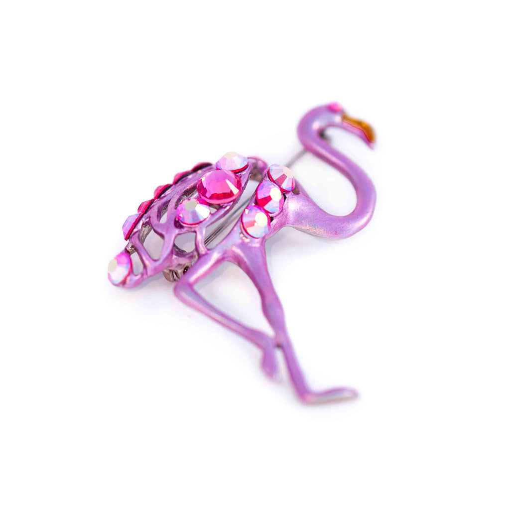 Pink Flamingo Crystal Brooch