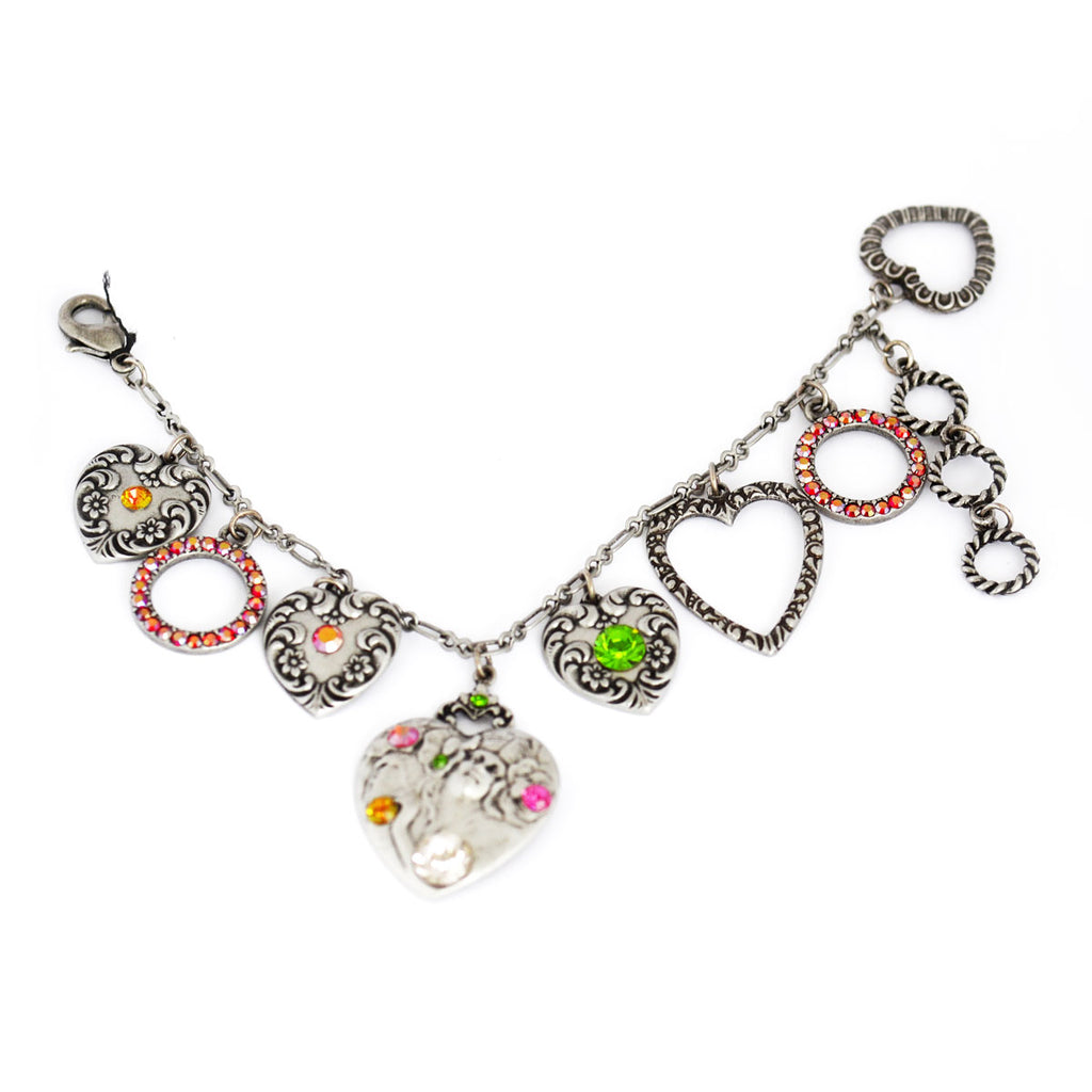 Hearts with Crystals Charm Bracelet