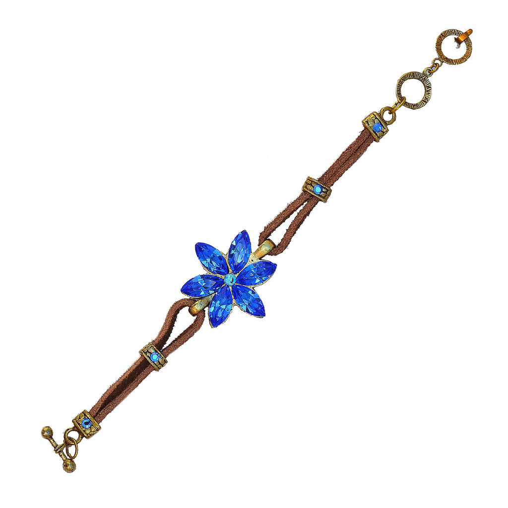 Sapphire Blue Crystal Flower Bracelet