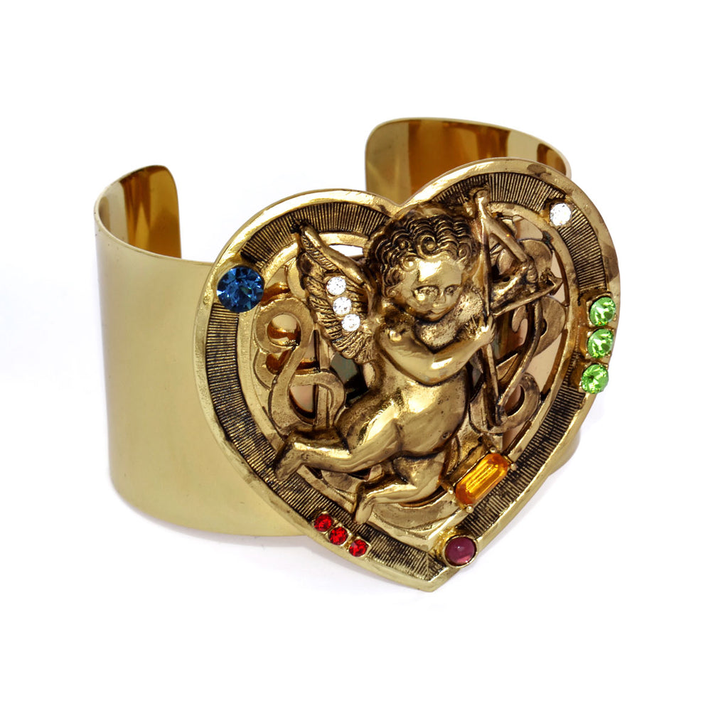 Gold Cherub Heart Cuff