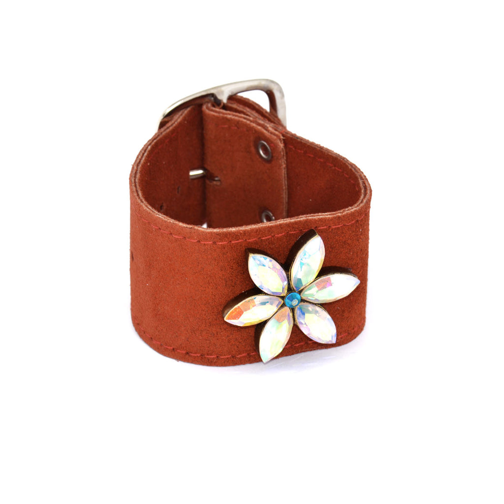 Rust Suede Crystal Starburst Cuff