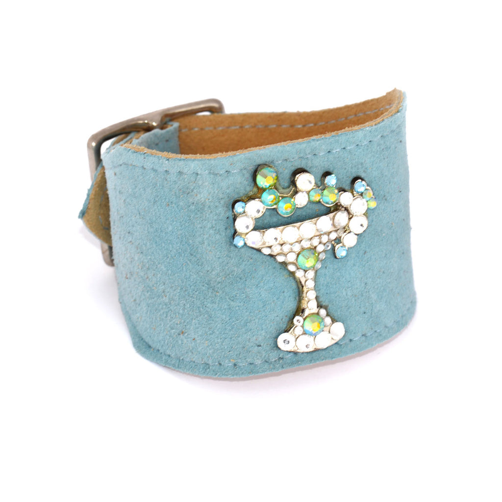 Blue Suede Crystal Champaign Glass Cuff