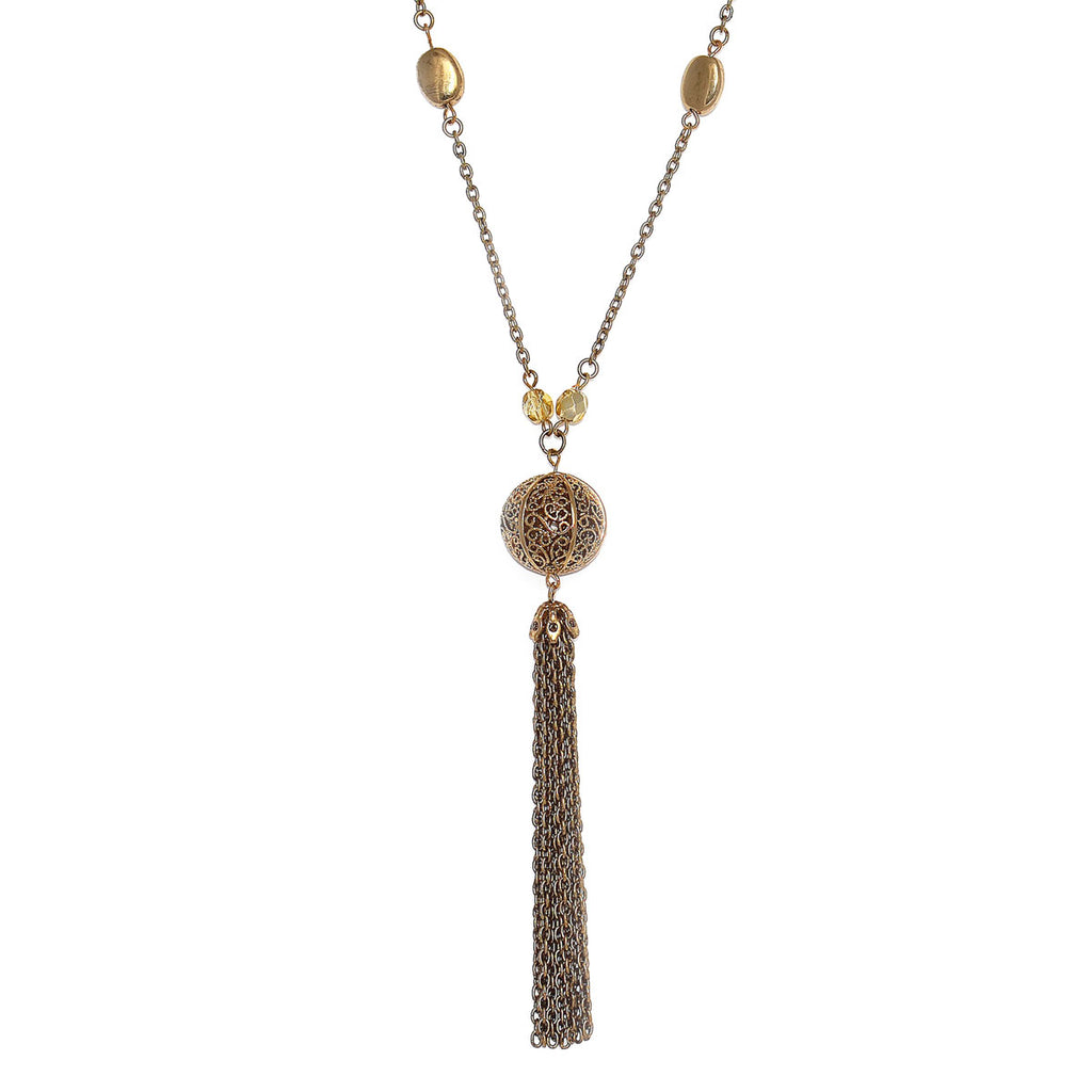 Vintage Style Ball & Tassel Necklace