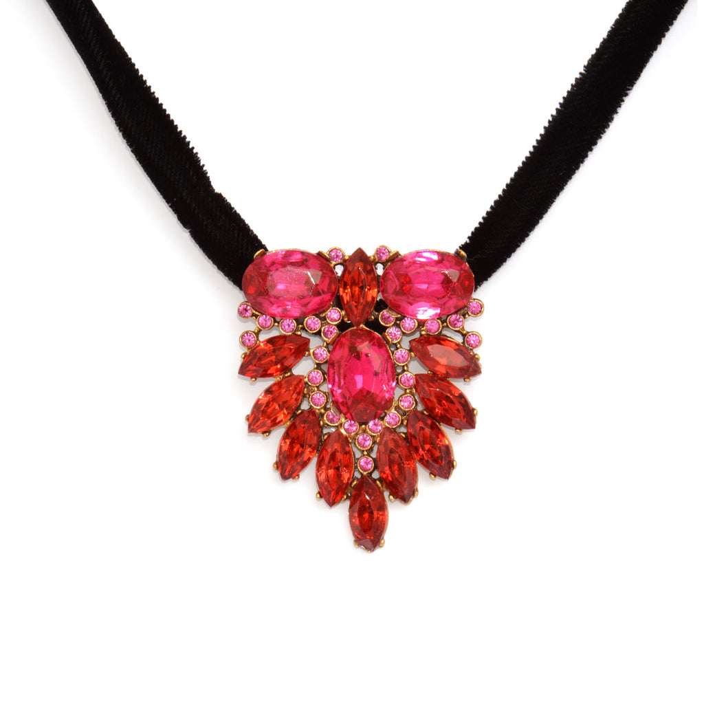 Vintage Style Red Crystal Pendant Necklace