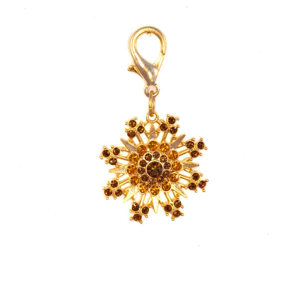 Golden Snowflake Crystal Pet Collar Tag