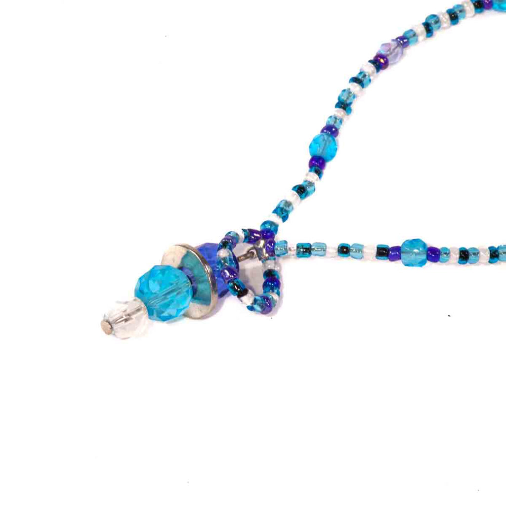 Blue Crystal Dolphin Hand Beaded Anklet