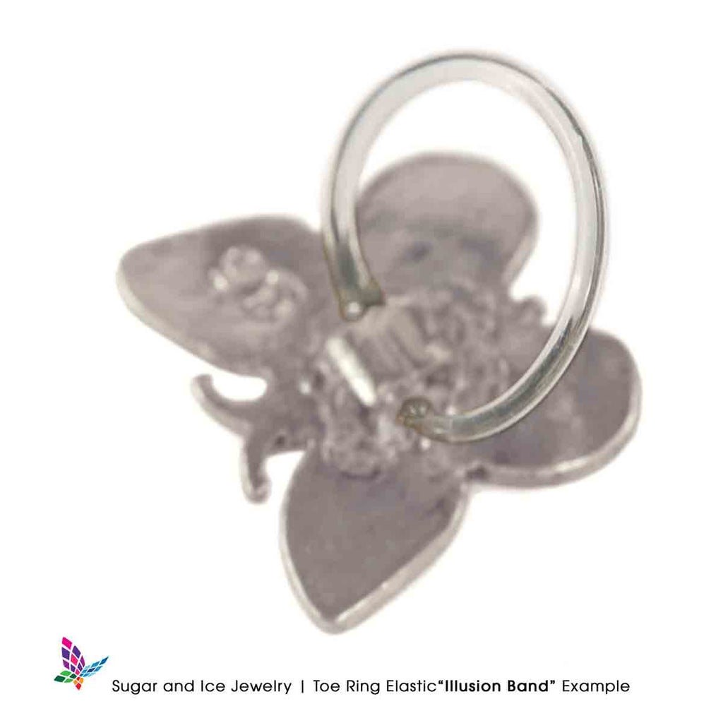 Silver Crystal Butterfly Toe Ring