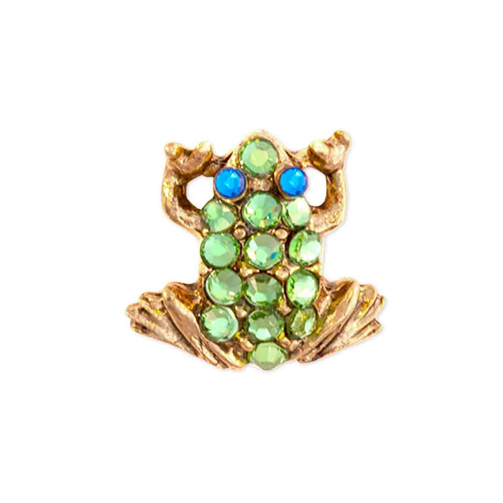 Green & Blue Crystal Frog Toe Ring