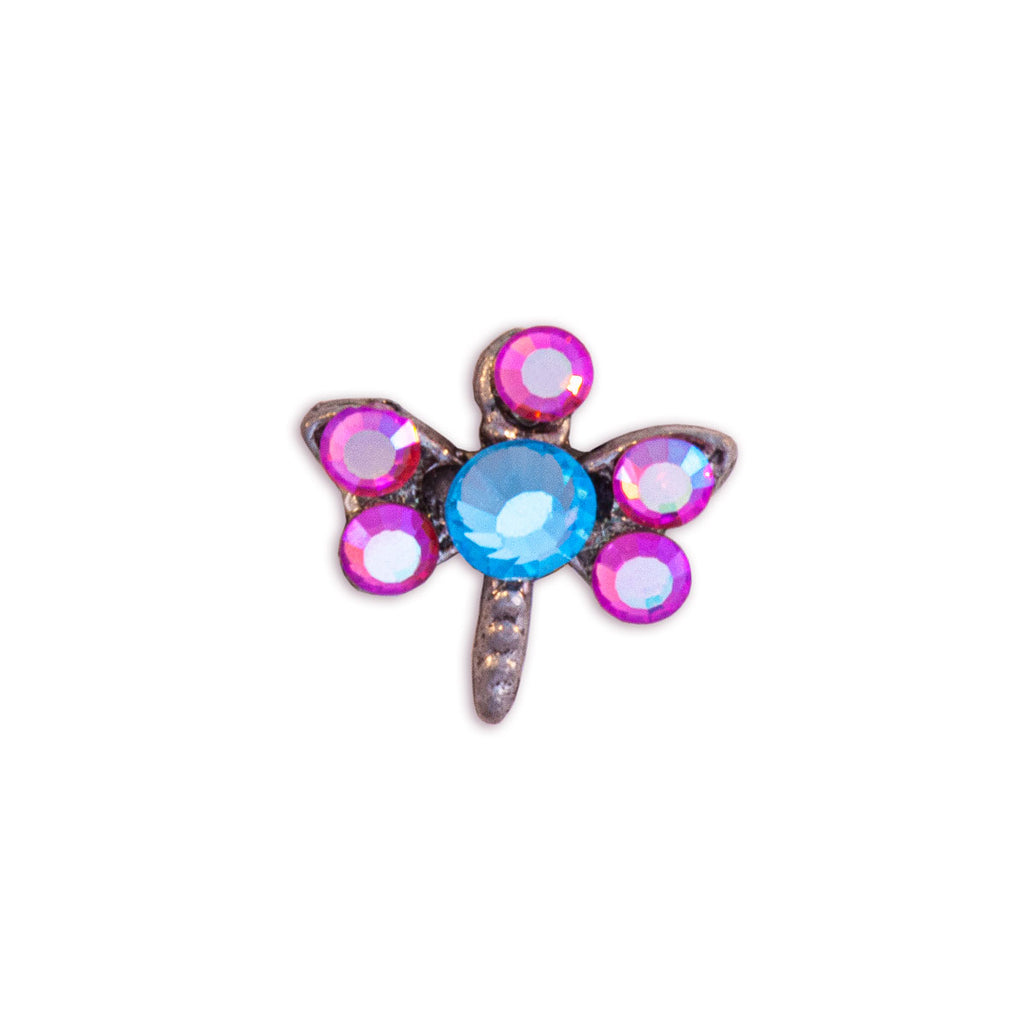 Pink & Blue Crystal Dragonfly Toe Ring