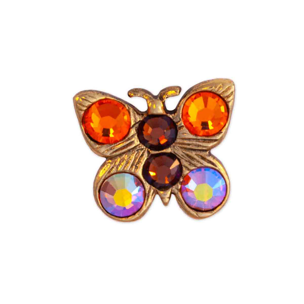 Golden Etched Crystal Butterfly Toe Ring