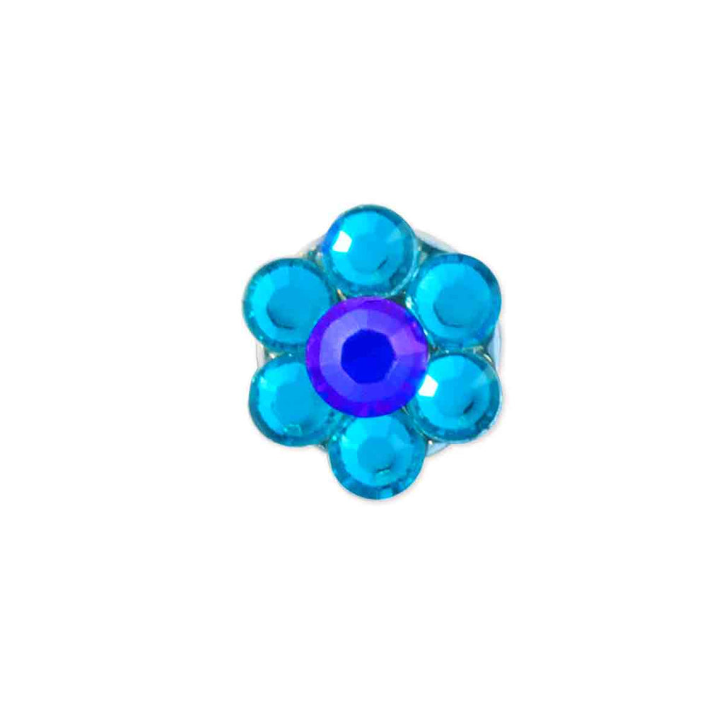 Aqua Blue & Purple Crystal Daisy Toe Ring