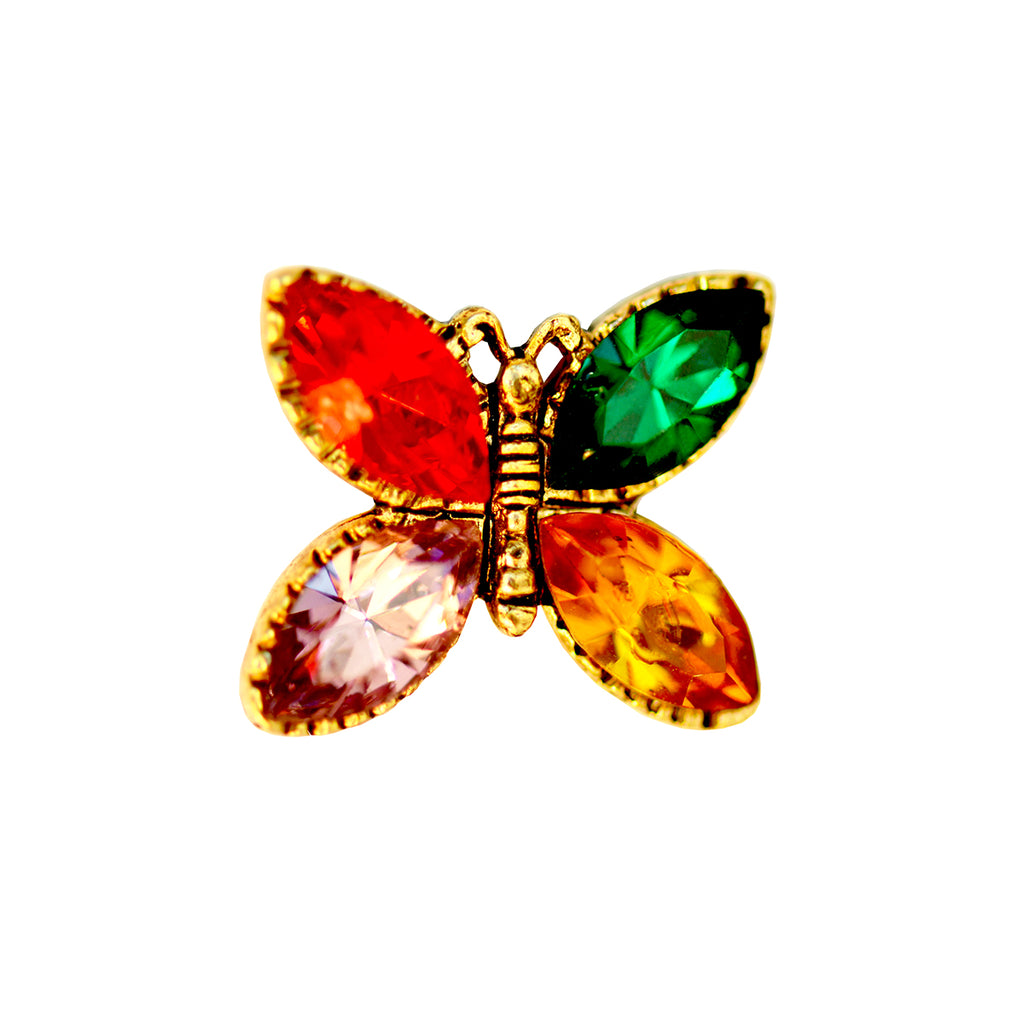 Red, Green, Purple and Gold Marquees Crystal Butterfly Toe Ring