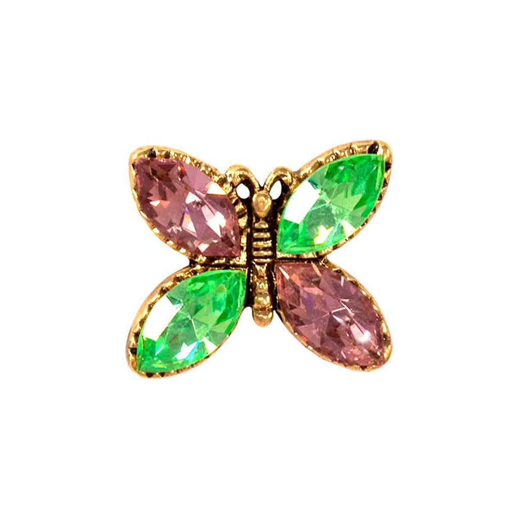 Lavender and Green Marquee Crystal Butterfly Toe Ring