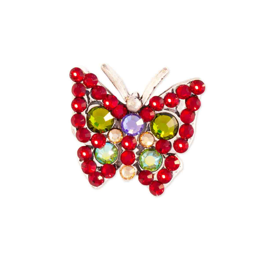 Large Red and Green Crystal Butterfly Toe Ring