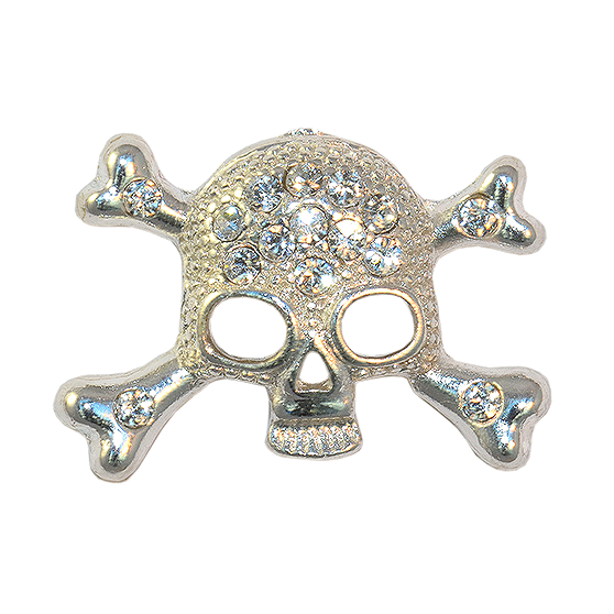 Silver Skull & Crossbone Crystal Toe Ring