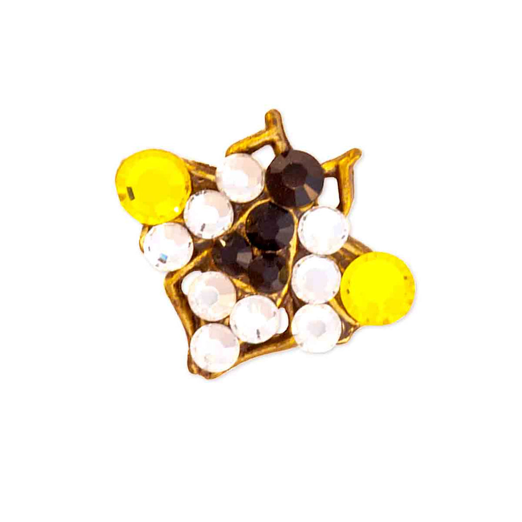 Yellow, Black & Clear Crystal Bumble Bee Toe Ring